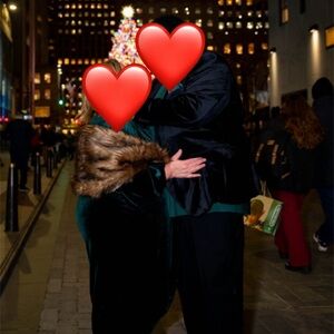 Amazon Asymmetrical Dress in Green with Faux Fur Accent